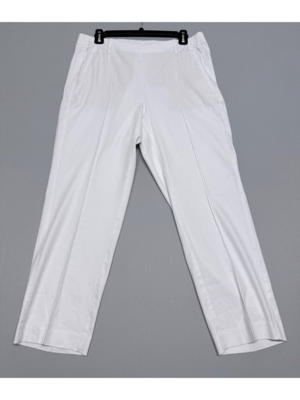 J. Jill Womens White Linen Stretch Pants Sz M Elastic Waistband 28.5-Inch Inseam